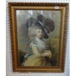 19th Century classical print of a Lady in gilt frame