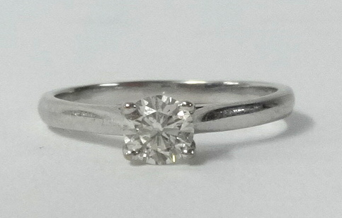 A diamond solitaire ring, approx 0.50cts, set in platinum, finger size O.