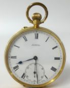 H.Samuel, Manchester, a 9ct open face pocket watch the back plate with monogram, keyless movement,