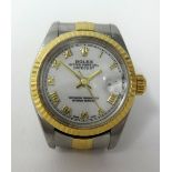 Rolex Datejust, a ladies stainless steel and gold wristwatch, Oyster Perpetual, with original box