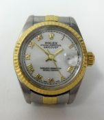 Rolex Datejust, a ladies stainless steel and gold wristwatch, Oyster Perpetual, with original box