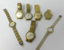 Seven various wristwatches including traditional Accurist gents anti-magnetic, Favre 'Leuba,