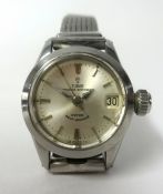Tudor Rolex Princess, a ladies stainless steel wristwatch, Oyster Date, the movement stamped 'Rotor,