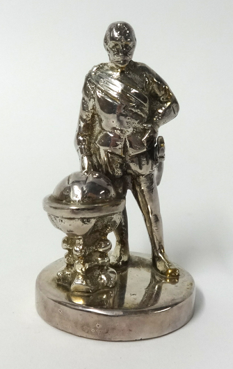 A silver plated sculpture of Sir Francis Drake, height 10cm.