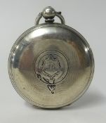 A silver cased full hunter pocket watch with key wound movement, the movement No.11044, with