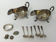 Two bags of various Victorian and later costume jewellery, together with a pair of silver plated