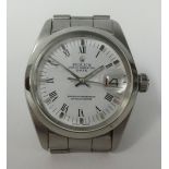 Rolex Date, a gents stainless steel wristwatch, Oyster Perpetual, the dial with roman numerals.