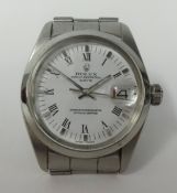 Rolex Date, a gents stainless steel wristwatch, Oyster Perpetual, the dial with roman numerals.