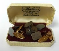 Two pairs of 9ct gold gents cufflinks and two pairs of silver cufflinks (gold weight approx 10gms).