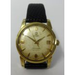 Omega Seamaster, a vintage gents automatic calendar wristwatch, with leather strap.