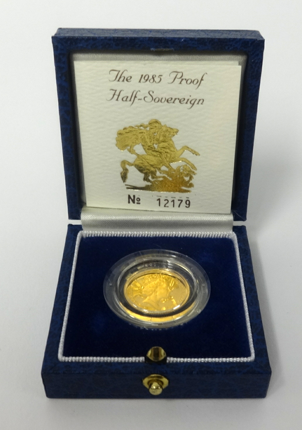 Royal Mint, 1985 gold proof half sovereign in fitted case and certificate.