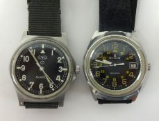 Two gents military watches including CWC quartz, the back plate with military arrow No.9460/82, also