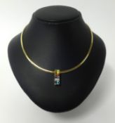 H.Stern, an 18ct multi stone pendant and chain of contemporary design with original box.