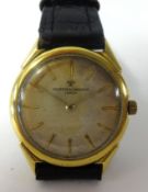 Vacheron and Constantin, a gents 18ct gold wristwatch with monogrammed back plate, mechanical