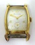 Bulova, a 9ct gents tank case wristwatch with sub-second dial, the back plate No.6810984.