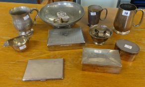 Collection of silverwares (9) and silver platedwares (8), silver weight 15.85gms.