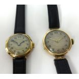 Two ladies 9ct gold cased traditional wristwatches.