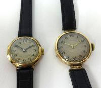 Two ladies 9ct gold cased traditional wristwatches.