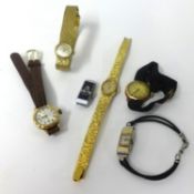 Seven assorted traditional ladies wristwatches including 9ct Everite, Incabloc, Pilot, Limit