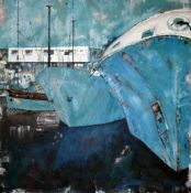 Kelvin Harvey (b 1953 Plymouth), Blue Harbour. Acrylic on Canvas, unframed, signed