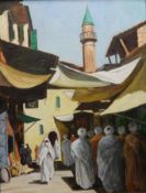 Lennox Manton, two oil on board paintings. 'Old Morocco 1997' signed verso, 48cm x 36cm (2).