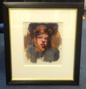 Robert Lenkiewicz (1941-2002), gouache 'Portrait of David', with label verso 'Donated to John Watson