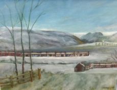 Olive Knight, 'Snow in the Valley, Gilfach Goch, Winter, South Wales' signed pastel, titled verso,