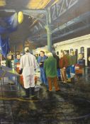 Anthony Barry (Plymouth), oil on board, 'Barbican Fish Market', 59cm x 44cm.