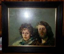 Robert Lenkiewicz (1941-2002), oil on canvas, The Painter with Amelie', outer dimensions, 96cm x