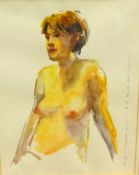 Robert Lenkiewicz (1941-2002) watercolour, 'Study of Pregnant Girl', signed and titled to the