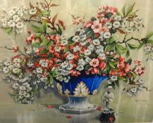 Rex F.Hopes (1890-1982), signed watercolour 'Still life, vase of flowers and Buddha figure', 47cm