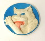Beryl Cook (1926-2008), original signed ceramic plate 'Cedric the Cat', diameter 14cm.