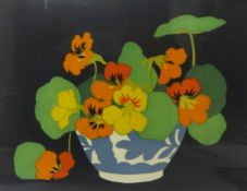 John Hall Thorpe (1874-1947) colour wood-cut print, still life of flowers, signed in pencil, '