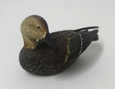 Mike Wood, a carved and hand painted wood model of a Teal bird