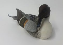 Mike Wood, a carved and hand painted wood model of a Pintail Duck