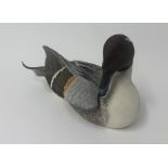 Mike Wood, a carved and hand painted wood model of a Pintail Duck