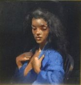 Robert Lenkiewicz (1941-2002), oil on board, 'Sketch, Anna in Blue Dressing Gown at the House',
