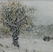 Lennox Manton, oil on board, 'Winter Scene 2011', 40cm x 40cm.