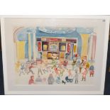 Fred Yates (1922-2008) original watercolour 'Barn Dance', 56cmm x 104cm, Key West Editions Gallery