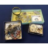 A quantity of various costume jewellery, also a silver open face and key wind pocket watch, a