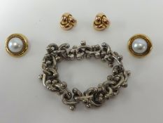 A pair 9ct gold earrings (approx 8.60gms), Tiffany & Co a silver bracelet and a pair of gilt
