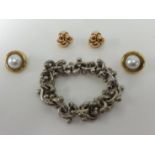 A pair 9ct gold earrings (approx 8.60gms), Tiffany & Co a silver bracelet and a pair of gilt