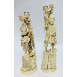 A pair of Japanese late 19th/early 20th century carved ivory figures.