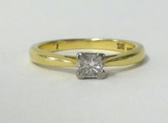 A diamond solitaire ring, circa 2005, set in 18ct yellow gold, stamped 'MS'.