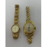 Exceto, a ladies 18ct gold case wrist watch with gilt bracelet, also Everite, a ladies 9ct gold gate