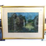 A watercolour 'country scene' signed.