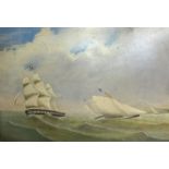 A pair of Moorland watercolours, signed F Palk?, largest 53cm x 18cm.A 19th century marine scene,