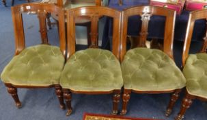 A set of six Victorian mahogany framed dining chairs.