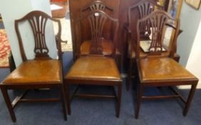 A set of five mahogany framed 'Hepplewhite' style dining chairs.