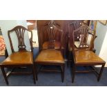 A set of five mahogany framed 'Hepplewhite' style dining chairs.